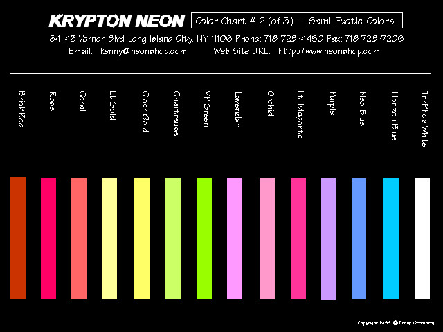 Neon Color Code Chart