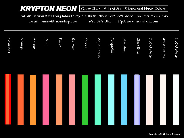 Neon Color Chart